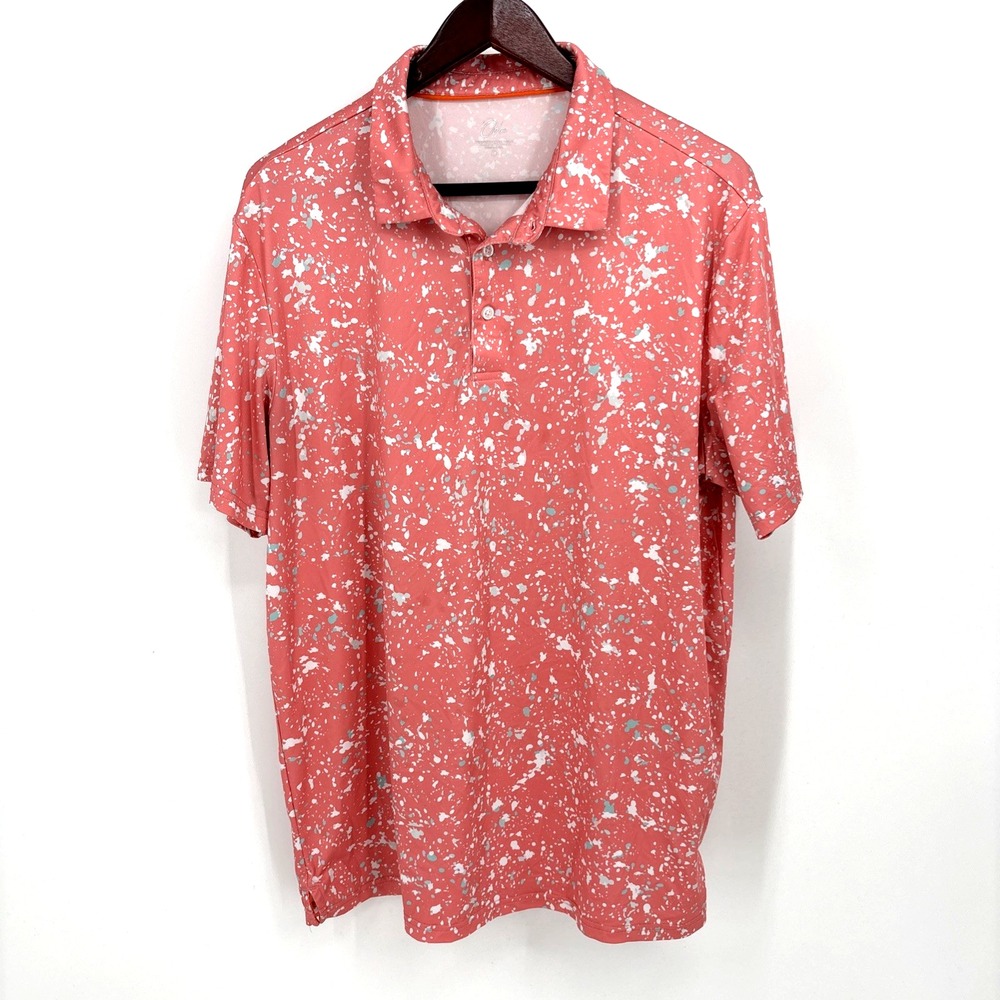 Obla Polo Shirt Mens Large Multicolor Paint Splatter Performance Stretch Golf